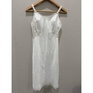 Vintage Barbizon Contura White Full Slip Dress with Lace Back - Size 34 A